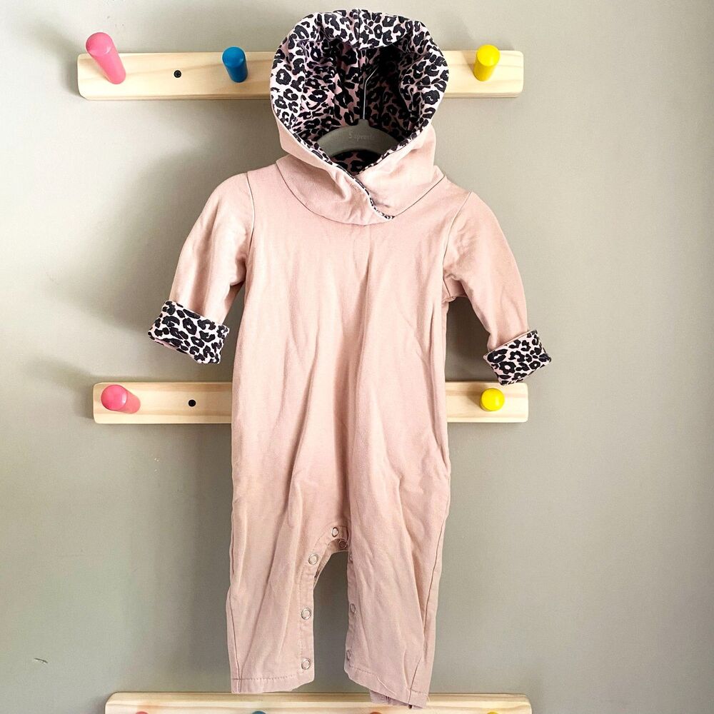 Dusty Pink + Black Leopard Print Detail Fall Body Suit from Dressupbaby UK